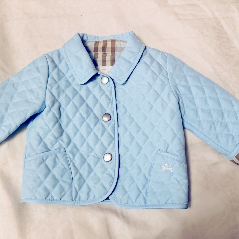 Brand New w/ Tags - Pale Blue Quilted Burberry Baby Coat - 100% authentic